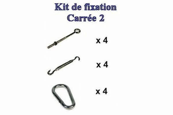 CARREECHEVILLE: Kit de fixation carré / rectangle (Chevilles à œil)